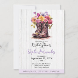 Invitación Rústica Floral Boots Barn Wood Farm Bridal Shower