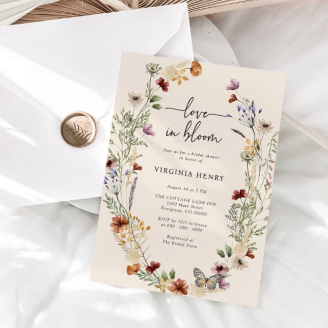 Invitación Rústica Floral Bridal Shower (Rustic Boho Floral Wildflower Bridal Shower Invitation by Painted Paperie
)