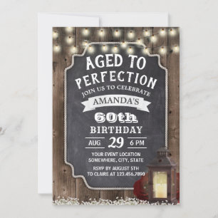 Invitación Rústica Floral Lantern Barn Wood 60 cumpleaños