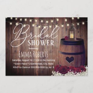 Invitación Rústica Floral Lantern Wine Barrel Bridal Shower