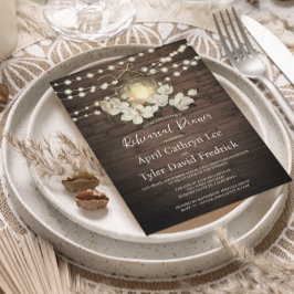 Invitación Rústica Floral Linterna de Madera Ensayo Cena