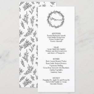Invitación Rústica Floral Regale Gracias Menú De Cena De Acci