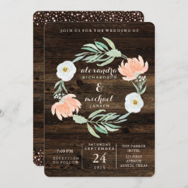 Invitación Rústica floral Romance Wreath | BODA