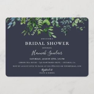 Invitación Rústica flota forestal ducha azul de novia