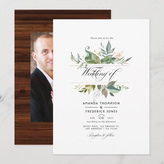 Invitación Rústica foto del Boda de un granero de Woodland (Anverso / Reverso)