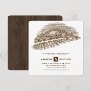 Invitación Rústica   Granja   Boda Barn Wood