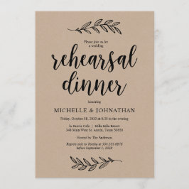 Invitación Rústica granja Brown Kraft, cena de ensayo