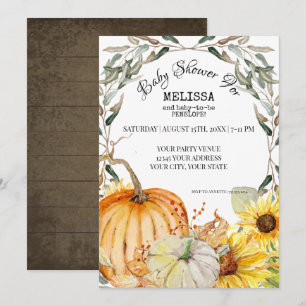 Invitación Rústica granja de calabaza Foliage de girasol Baby