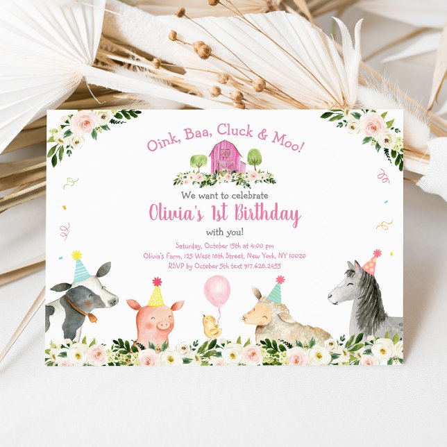 Invitación Rústica Granja Rosa Floral Cumpleaños (Subido por el creador)