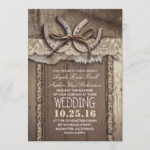 Invitación Rústica herradura de campo y Boda de la encrucijad