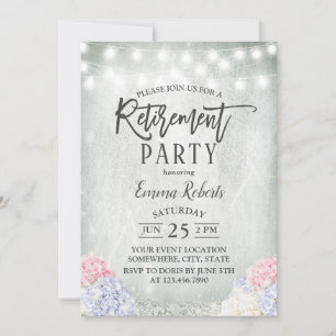 Invitación Rústica Hidrangeas Floral String Luces Retirada