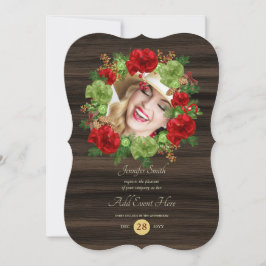 Invitación Rústica imagen de búfalo retratada, Wreath moderni