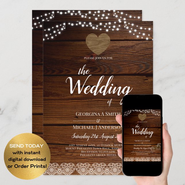 Invitación Rústica jarrones alumbran a gypsophilia BODA (Subido por el creador)