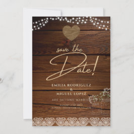 Invitación Rústica jarrones alumbran a gypsophilia BODA