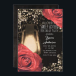 Invitación Rústica linterna brillante y rosas rojas dulce 16<br><div class="desc">personalizar para su evento</div>