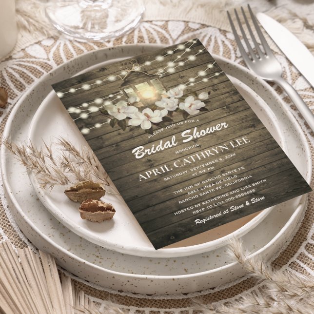 Invitación Rústica Linterna floral de madera iluminada ducha  (Subido por el creador)