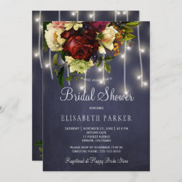 Invitación Rústica luz de invierno ducha de novia borgoñona m