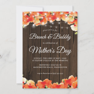 Invitación Rústica luz de madera Día de la Madre brunch