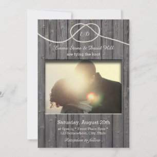 Invitación Rústica madera de grano atando al Boda fotográfico