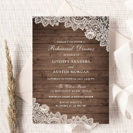 Invitación Rústica Madera Floral Lace Boda Ensayo Cena