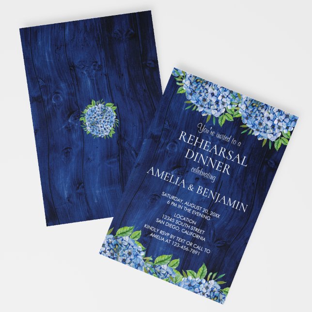 Invitación Rústica Madera Hydrangeas Boda Cena (Subido por el creador)