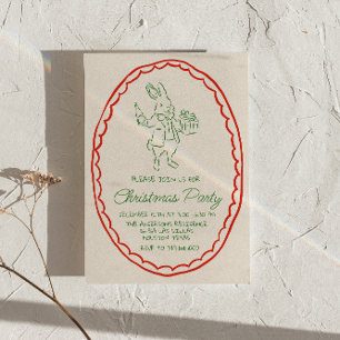 Invitación Rústica mano atrajo a Navidades rojos verdes Fiest