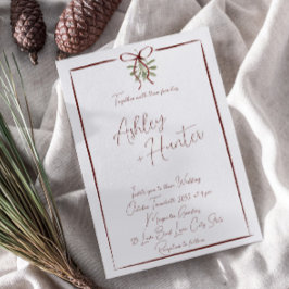 Invitación Rústica mano roja arroja boda de invierno