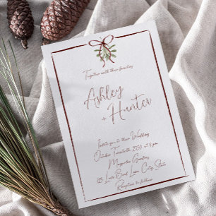 Invitación Rústica mano roja arroja boda de invierno
