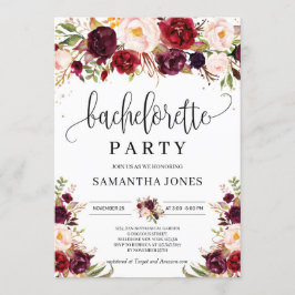 Invitación Rústica marsala burgundy dorada bachillerato