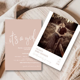 Invitación rústica minimalista rosa polvoriento es