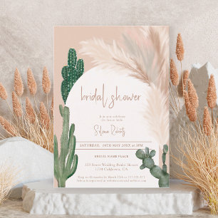 Invitación Rústica moda Boho cactus pampas marea ducha de nov