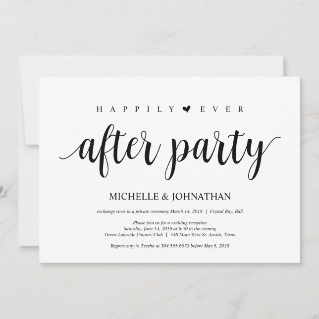 Invitación Rústica moderna, escritura negra, elegancia Boda (Anverso)