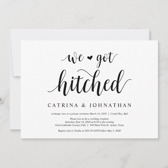 Invitación Rústica moderna, escritura negra, elegancia Boda (Anverso)