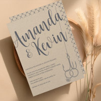 Rústica moderna Pescador Boda de gancho Kraft Azul
