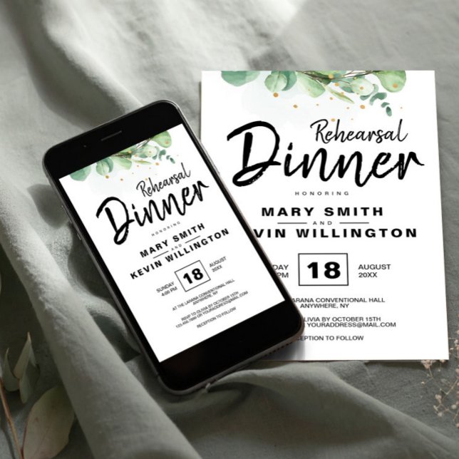 Invitación Rústica moderna simple Boho Boda ensayo Cena (Rustic Modern Simple Boho Wedding Rehearsal Dinner Invitation, The Night Before Invite)