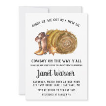 Invitación rustica occidental a Baby Shower de Rod