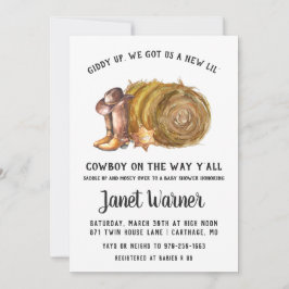 Invitación rustica occidental a Baby Shower de Rod