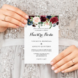 Invitación Rústica otoñal deslumbrante Boda de Borgoña Españo