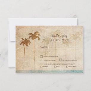 Invitación Rústica Palm Trees Beach Wedding rsvp