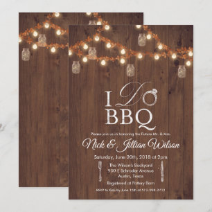 Invitación rústica para fiesta de BBQ de pareja co