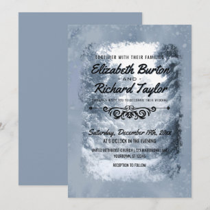 Invitación Rústica pina árbol azul invierno Boda de maravilla