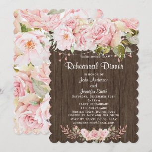 Invitación Rústica Pinta Floral Ensayo Cena
