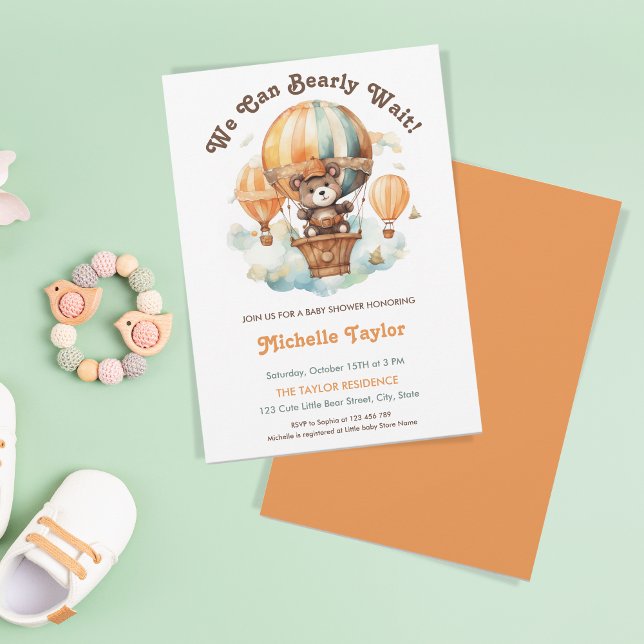 Invitación Rústica, podemos esperar globos de bebé (Subido por el creador)