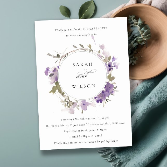 Invitación Rústica pradera Lilac Floral Parejas de guirnaldas (Subido por el creador)