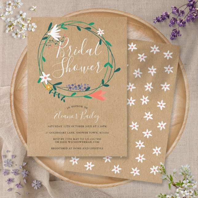 Invitación Rústica Primavera Floral Garland Bridal Shower (Subido por el creador)