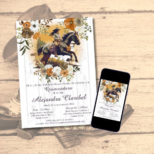Invitación Rústica Quinceañera Española Mis Quince Vaquera