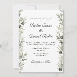 Invitación Rústica rama de oliva y boda floral
