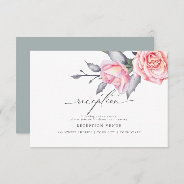 Invitación Rústica recepción rosa Rubor (Anverso / Reverso)