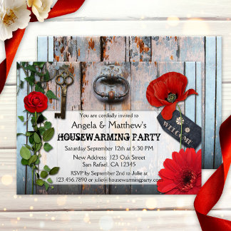 Invitación Rústica Romántica Floral Madera Hogar C