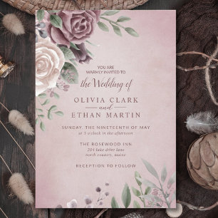 Invitación Rústica Rosa Floral Bouquet Rosa